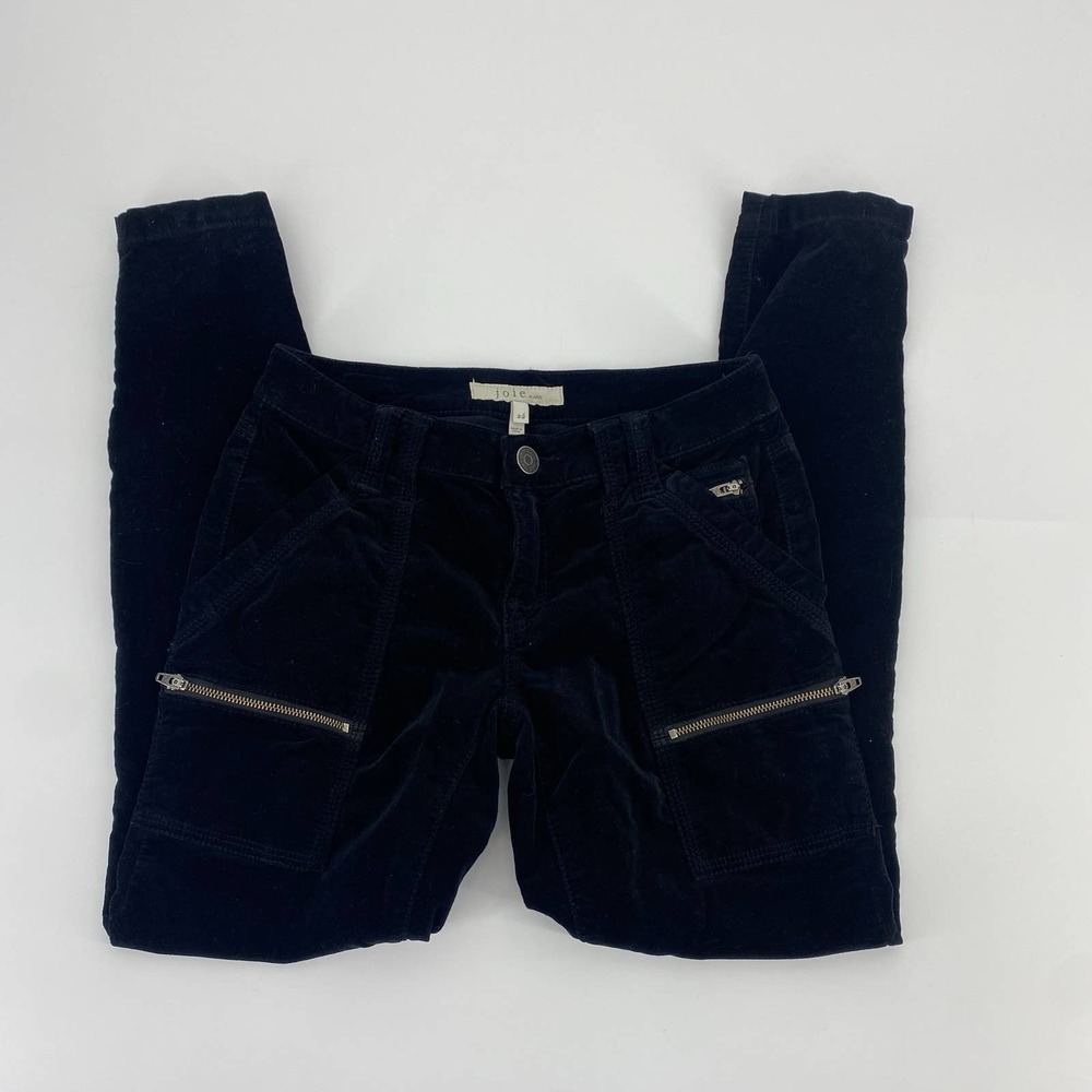 Joie skinny jeans size 24 black velvet classy zipper detail